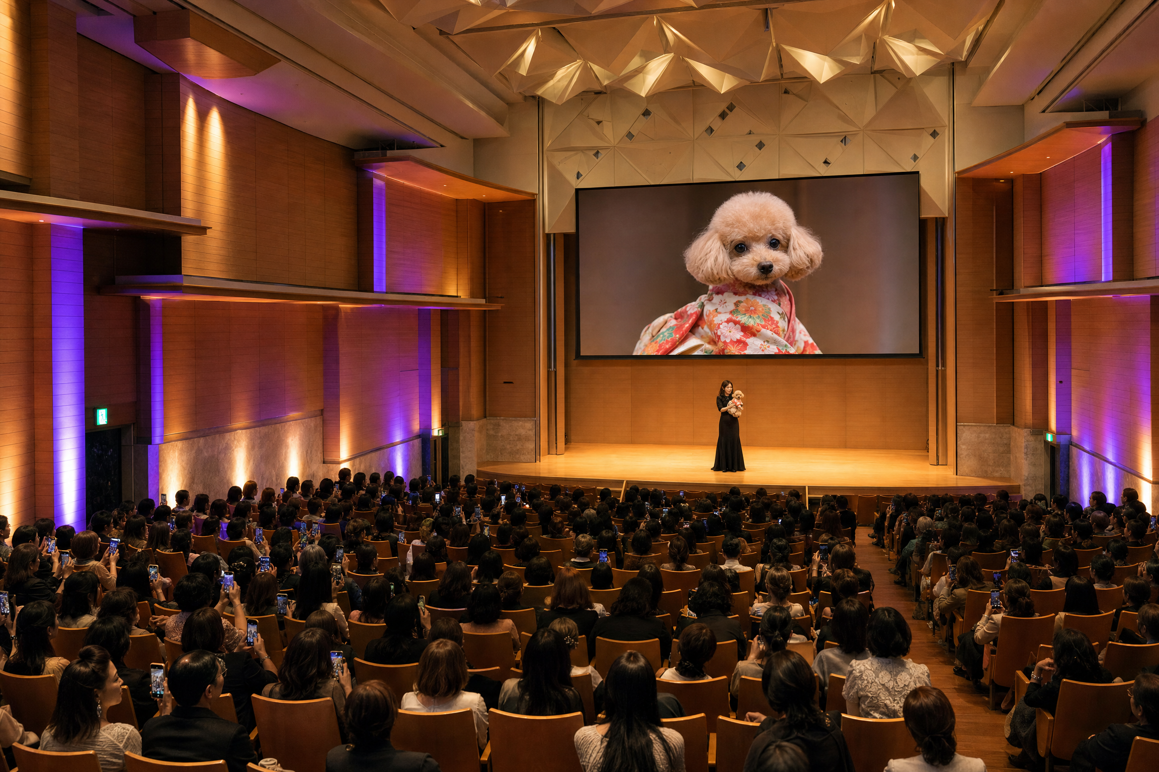 犬が主役のファッションショー会場イメージ